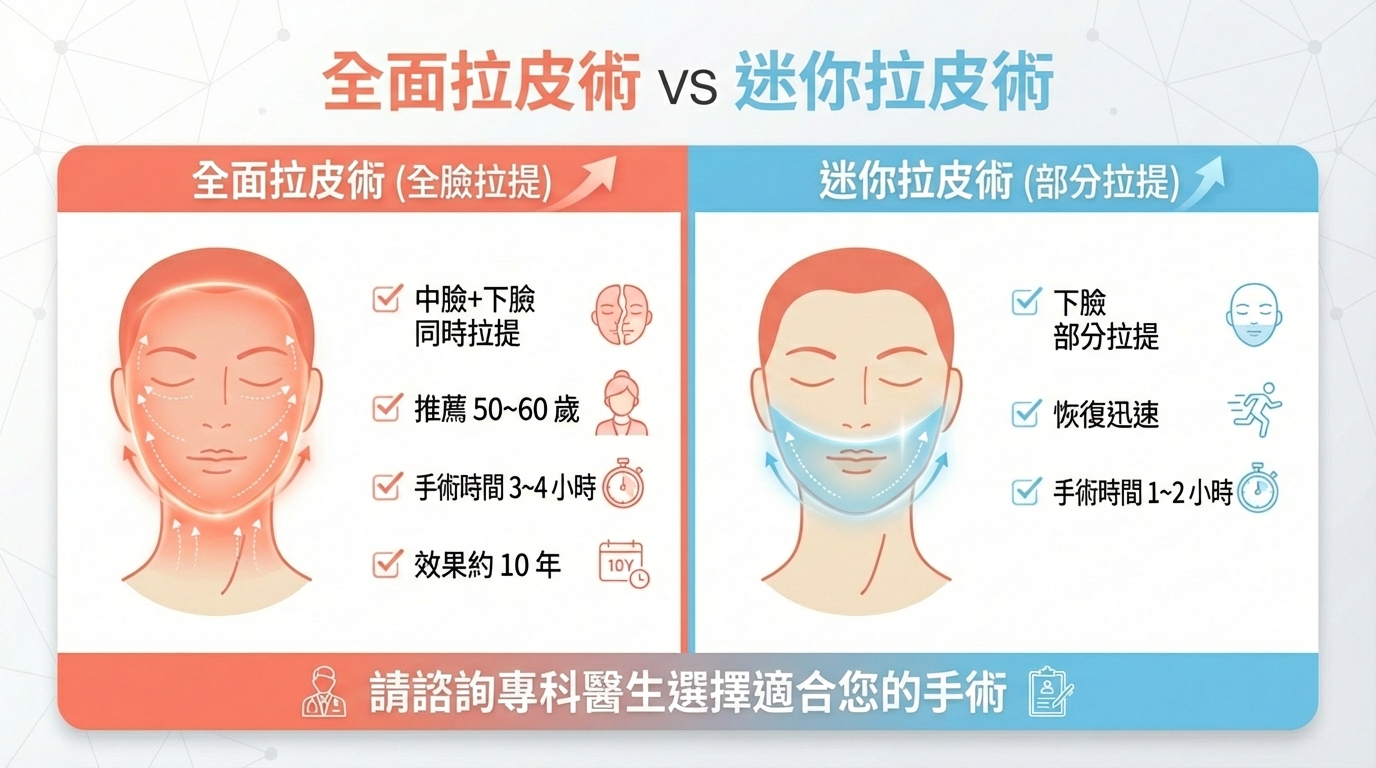 拉皮手術 vs 微創拉皮比較